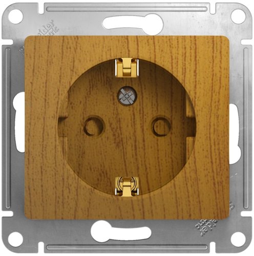 Розетка с заземлением без рамки Systeme Electric Glossa 1-м. шторки дерево фото Розетка с заземлением без рамки Systeme Electric Glossa 1-м. шторки дерево картинка